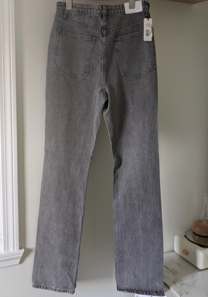 NWT WE WORE WHAT "The Icon" High Waist Straight Leg Bootcut Jeans, Washed Grey - Picture 5 of 8